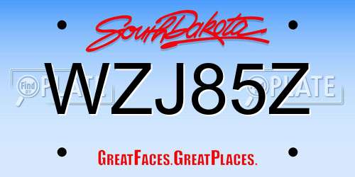 WZJ85Z South Dakota License Plate