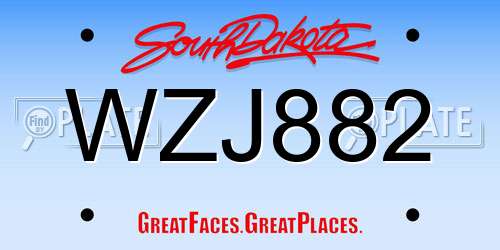 WZJ882 South Dakota License Plate