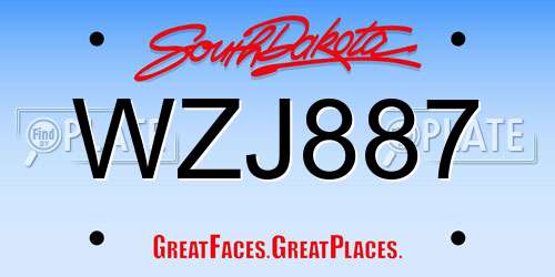 WZJ887 South Dakota License Plate