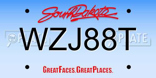 WZJ88T South Dakota License Plate