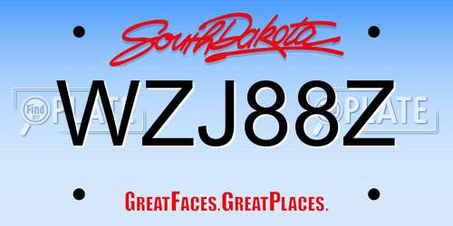 WZJ88Z South Dakota License Plate