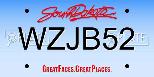 WZJB52 South Dakota License Plate