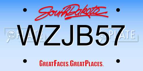 WZJB57 South Dakota License Plate