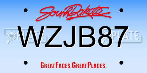 WZJB87 South Dakota License Plate