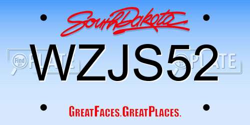 WZJS52 South Dakota License Plate