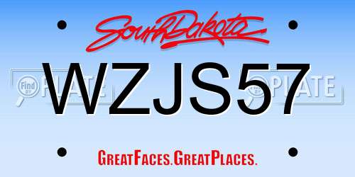 WZJS57 South Dakota License Plate