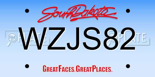 WZJS82 South Dakota License Plate