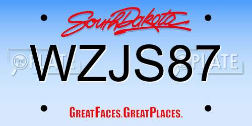 WZJS87 South Dakota License Plate