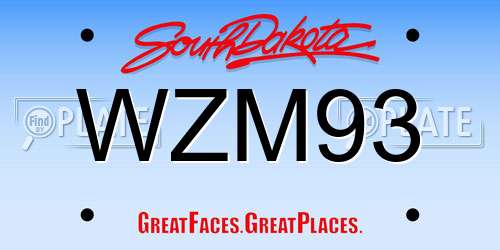 WZM93 South Dakota License Plate