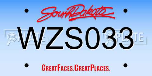 WZS033 South Dakota License Plate