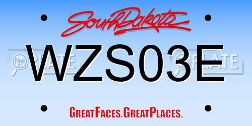 WZS03E South Dakota License Plate