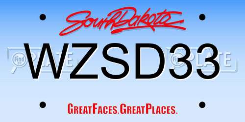WZSD33 South Dakota License Plate