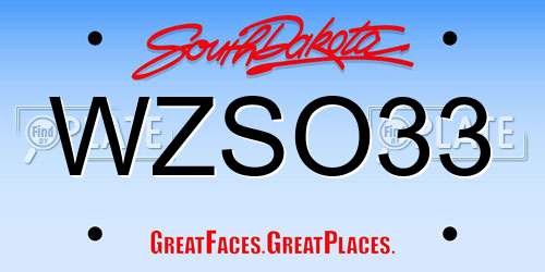 WZSO33 South Dakota License Plate