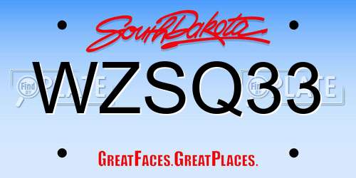 WZSQ33 South Dakota License Plate