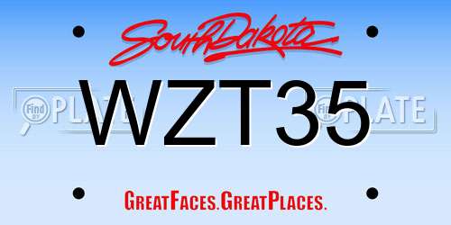 WZT35 South Dakota License Plate
