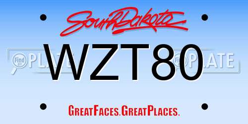 WZT80 South Dakota License Plate