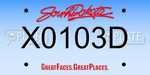 X0103D South Dakota License Plate