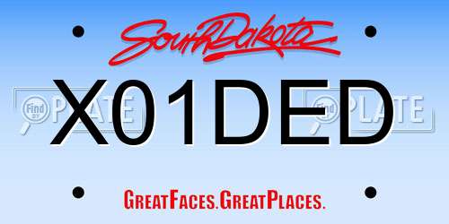 X01DED South Dakota License Plate