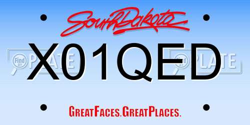 X01QED South Dakota License Plate