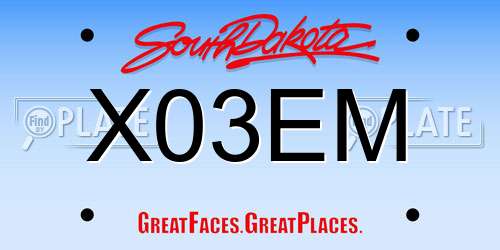 X03EM South Dakota License Plate