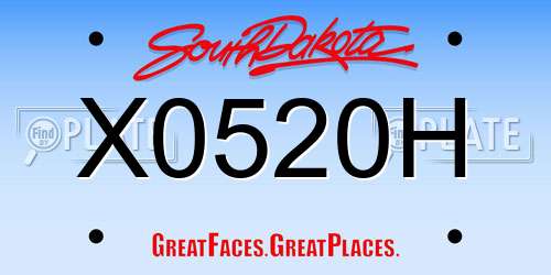 X0520H South Dakota License Plate