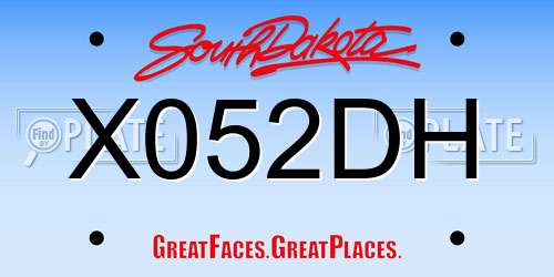 X052DH South Dakota License Plate