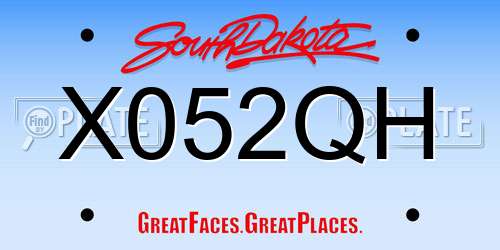 X052QH South Dakota License Plate