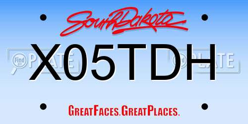 X05TDH South Dakota License Plate