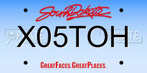 X05TOH South Dakota License Plate
