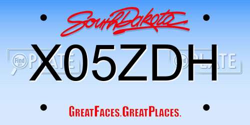 X05ZDH South Dakota License Plate