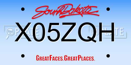 X05ZQH South Dakota License Plate