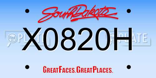 X0820H South Dakota License Plate