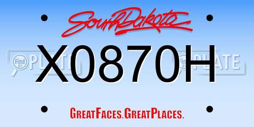 X0870H South Dakota License Plate