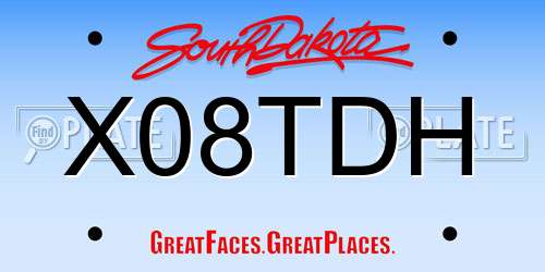 X08TDH South Dakota License Plate