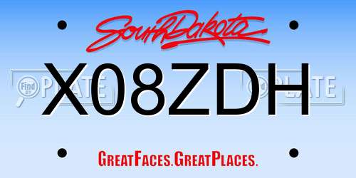 X08ZDH South Dakota License Plate