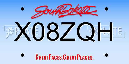 X08ZQH South Dakota License Plate