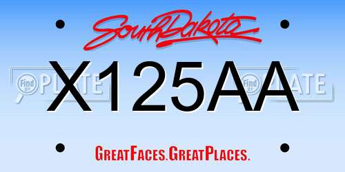 X125AA South Dakota License Plate