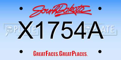 X1754A South Dakota License Plate