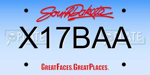 X17BAA South Dakota License Plate