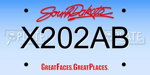 X202AB South Dakota License Plate