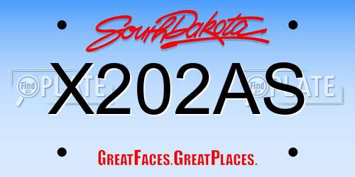 X202AS South Dakota License Plate