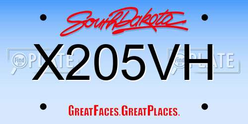 X205VH South Dakota License Plate