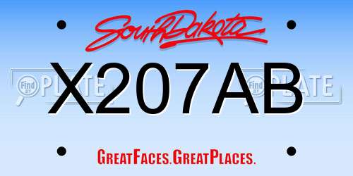 X207AB South Dakota License Plate