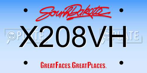 X208VH South Dakota License Plate