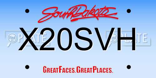 X20SVH South Dakota License Plate