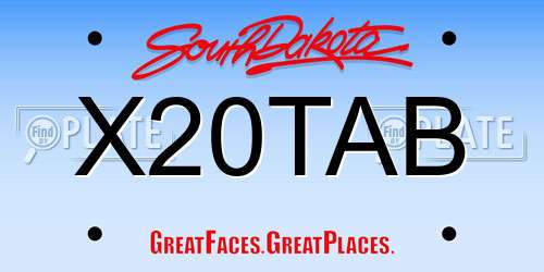 X20TAB South Dakota License Plate