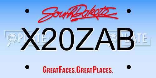 X20ZAB South Dakota License Plate