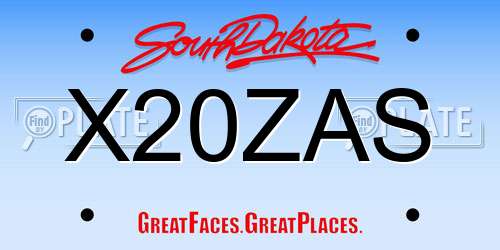 X20ZAS South Dakota License Plate