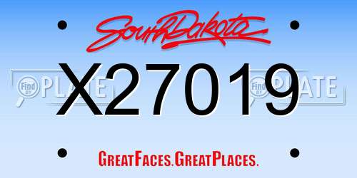 X27019 South Dakota License Plate