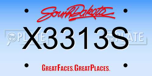 X3313S South Dakota License Plate